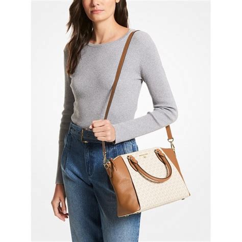 Sienna Medium Logo and Leather Satchel 